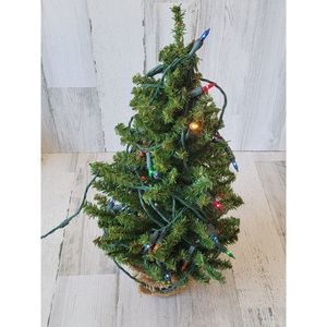 Mini multicolor Christmas tree burlap sack home decor figure